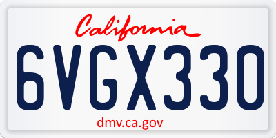 CA license plate 6VGX330