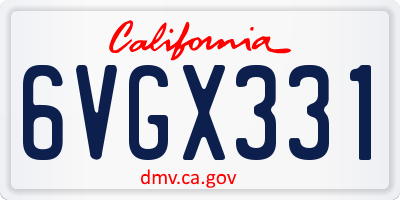 CA license plate 6VGX331