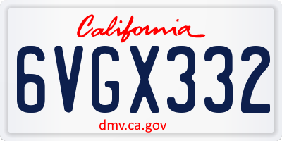 CA license plate 6VGX332