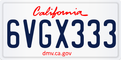 CA license plate 6VGX333