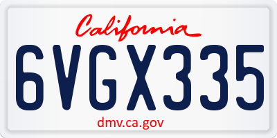 CA license plate 6VGX335