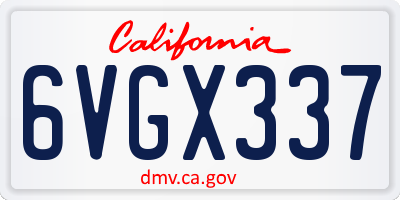 CA license plate 6VGX337