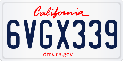 CA license plate 6VGX339