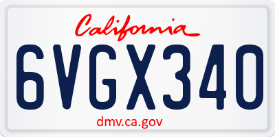 CA license plate 6VGX340