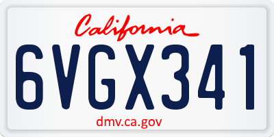 CA license plate 6VGX341