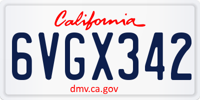 CA license plate 6VGX342
