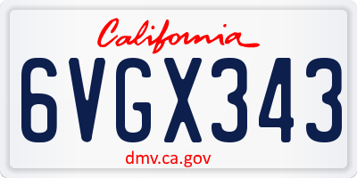 CA license plate 6VGX343