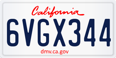 CA license plate 6VGX344