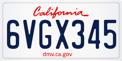 CA license plate 6VGX345