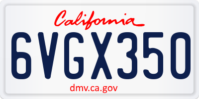 CA license plate 6VGX350