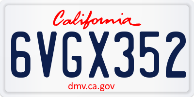 CA license plate 6VGX352
