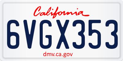 CA license plate 6VGX353