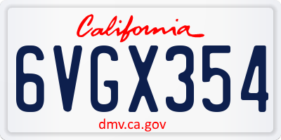 CA license plate 6VGX354