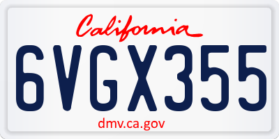 CA license plate 6VGX355
