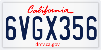 CA license plate 6VGX356