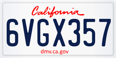 CA license plate 6VGX357