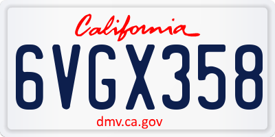 CA license plate 6VGX358