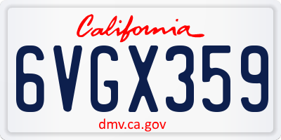 CA license plate 6VGX359