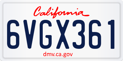 CA license plate 6VGX361