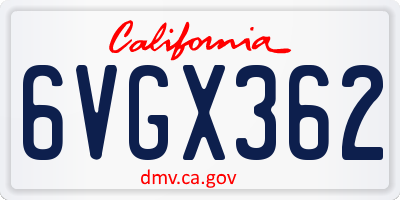 CA license plate 6VGX362