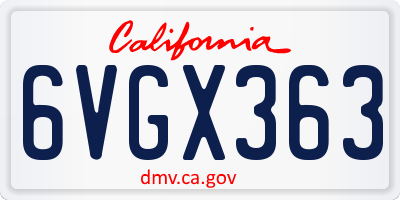 CA license plate 6VGX363