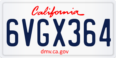 CA license plate 6VGX364