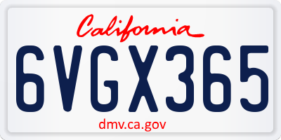 CA license plate 6VGX365