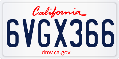 CA license plate 6VGX366