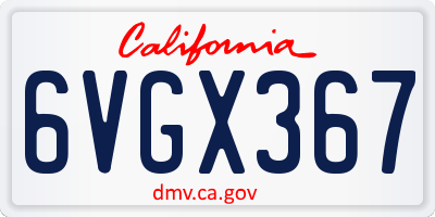 CA license plate 6VGX367