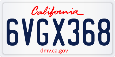 CA license plate 6VGX368