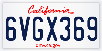 CA license plate 6VGX369