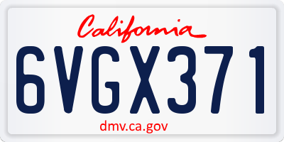 CA license plate 6VGX371