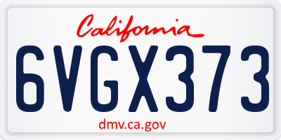 CA license plate 6VGX373