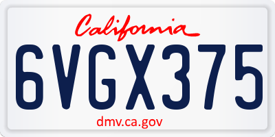 CA license plate 6VGX375