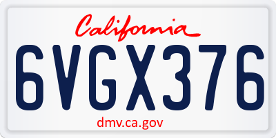 CA license plate 6VGX376