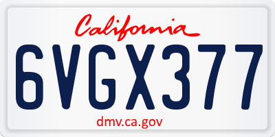 CA license plate 6VGX377