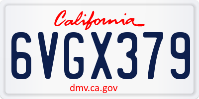 CA license plate 6VGX379