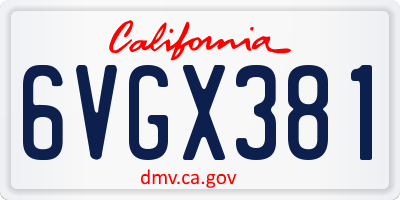 CA license plate 6VGX381