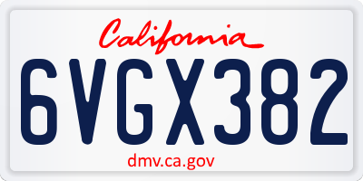 CA license plate 6VGX382