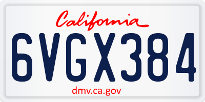 CA license plate 6VGX384