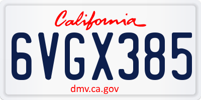 CA license plate 6VGX385
