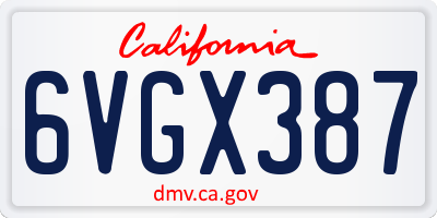CA license plate 6VGX387