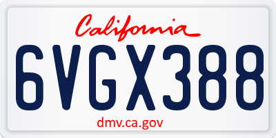 CA license plate 6VGX388