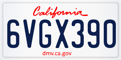 CA license plate 6VGX390