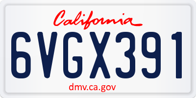 CA license plate 6VGX391