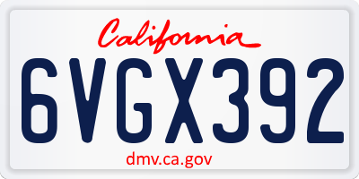CA license plate 6VGX392