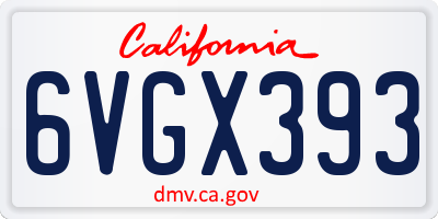 CA license plate 6VGX393