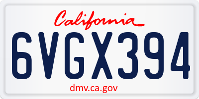 CA license plate 6VGX394