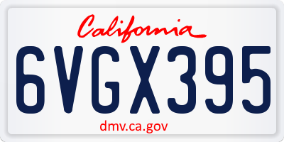 CA license plate 6VGX395