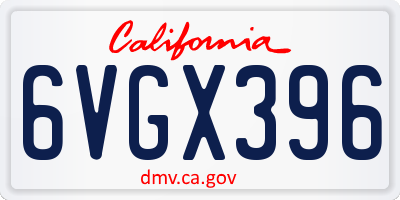 CA license plate 6VGX396